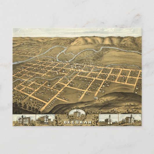 Decorah, Winneshiek County, Iowa (1870) Briefkaart (Voorkant)