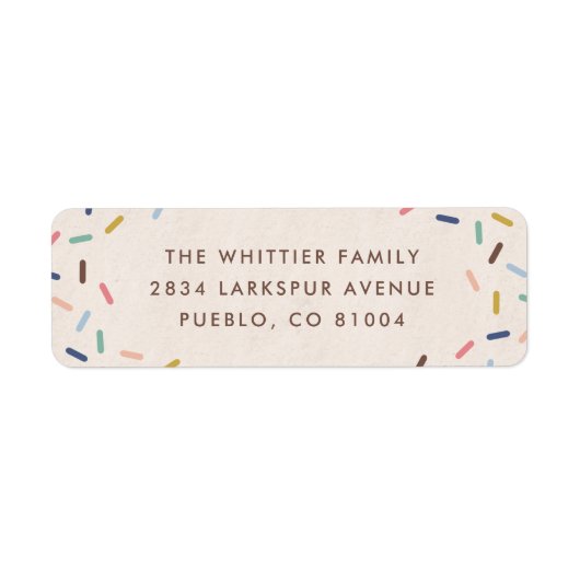 Decorate + Celebrate Sprinkles Adres Etiket (Voorkant)