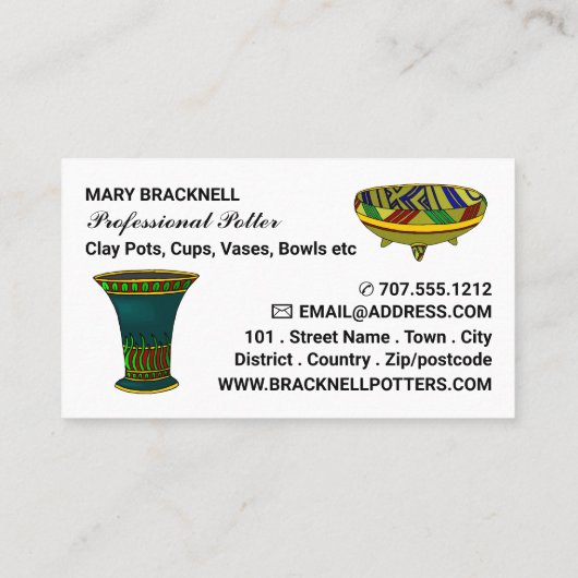 Decorate Jug, Bowl & Vase, Pottery Store, Potters Visitekaartje (Achterkant)