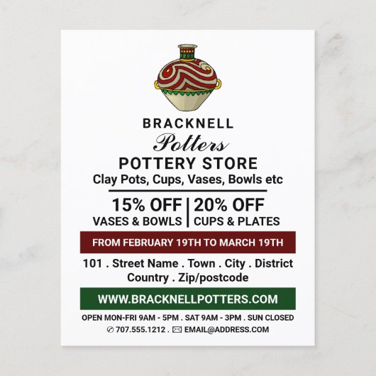 Decorate Jug, Pottery Store, Potters Advert Flyer (Voorkant)