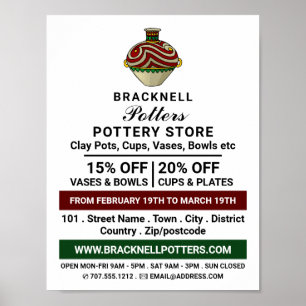 Decorate Jug, Pottery Store, Potters Advert Poster