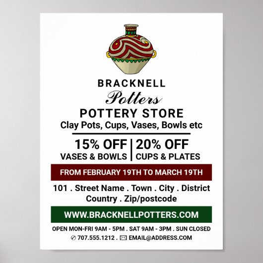 Decorate Jug, Pottery Store, Potters Advert Poster (Voorkant)