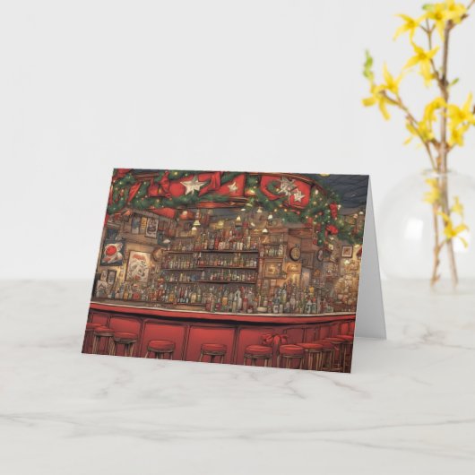 Decorated Bar bij Kerstmis tijd klant Kaart (Gele Bloem)