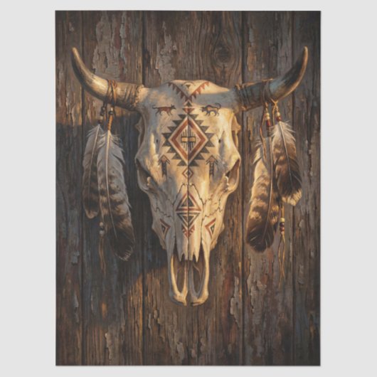 Decorated Cattle Skull Decoupage Tissuepapier (Voorkant)