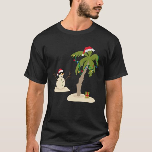 Decorated Christmas Palm Tree Tropical Xmas Coconu T-shirt (Voorkant)