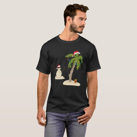 Decorated Christmas Palm Tree Tropical Xmas Coconu T-shirt (Voorkant volledig)