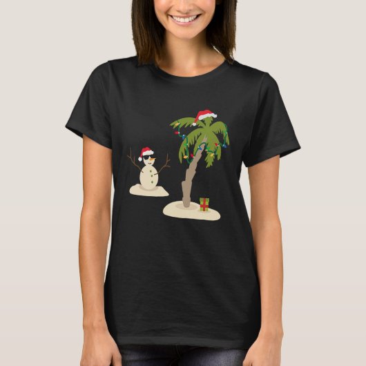 Decorated Christmas Palm Tree Tropical Xmas Coconu T-shirt (Voorkant)