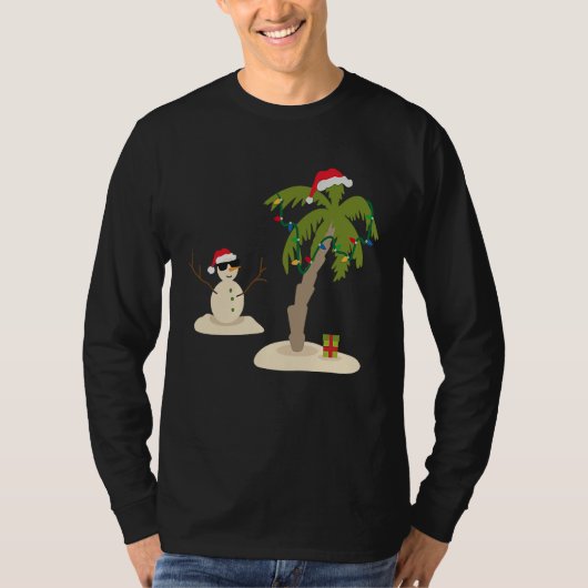 Decorated Christmas Palm Tree Tropical Xmas Coconu T-shirt (Voorkant)
