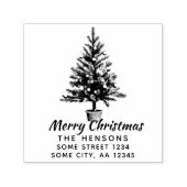 Decorated Christmas Tree Family Address Zelfinktende Stempel (Design)