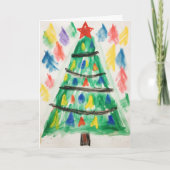 Decorated Crayon Kerstboom Kerst Kaart (Voorkant)