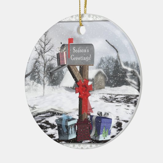 Decorated Mailbox Gifts Winter Scene Ornament (Links)