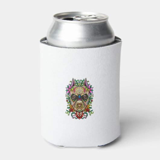 Decorated Sugar Skull Dog - Dag van de Dode Illust Blikjeskoeler (Blikje Voorkant)