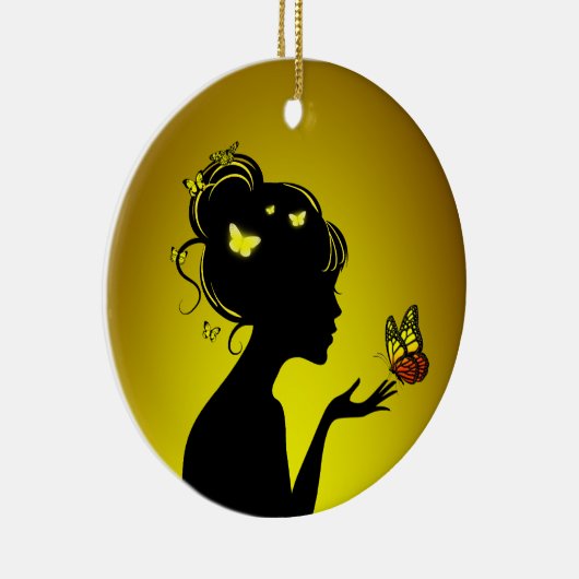 Decoratie in Ceramica De gele vlindervrouw (Rechts)