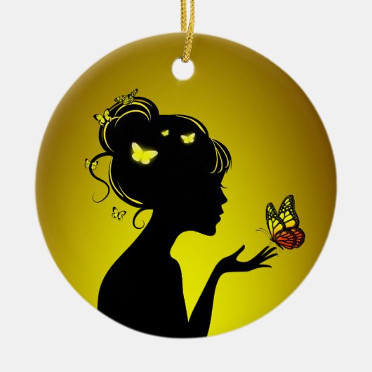 Decoratie in Ceramica De gele vlindervrouw (Voorkant)