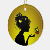 Decoratie in Ceramica De gele vlindervrouw (Links)