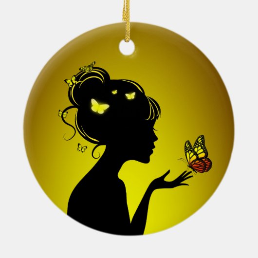 Decoratie in Ceramica De gele vlindervrouw (Achterkant)