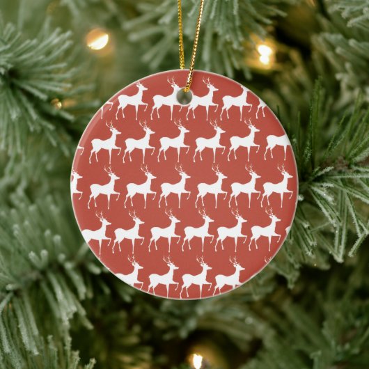 Decoratie in keramische stijl Red Reindeer Pattern (Boom)