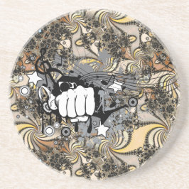 Decoratie met fractaal afbeelding en een eerste mu zandsteen onderzetter