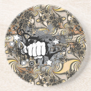 Decoratie met fractaal afbeelding en een eerste mu zandsteen onderzetter