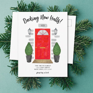 Decoratie Nieuwe Halls Rode Deur Festive Verhuis Aankondigingskaart