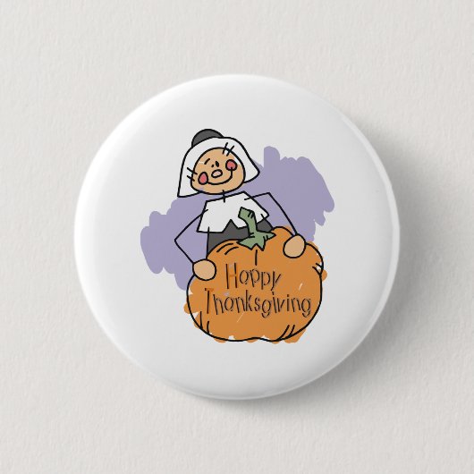 Decoratie Thanksgiving pelgrim Ronde Button 5,7 Cm (Voorkant)