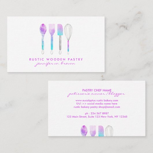 decoratie van bakkerijglitz-gebak visitekaartje (Voorkant / Achterkant)