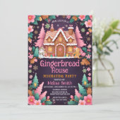 Decoratie van een huisje van peperkoek Kerstfeest Kaart (Staand voorkant)