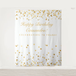 Decoratie voor 70e verjaardag, wit en gouden photo wandkleed