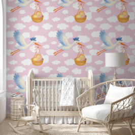 Decoratie voor de kraamkamer voor een babymeisje behang