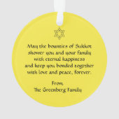 Decoratie voor de Sukkah Gelukkig Sukkot Ornament (achterkant)