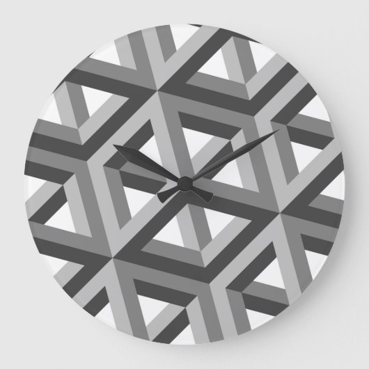 Decoratief 3D hexagons Patroon Grote Klok (Voorkant)