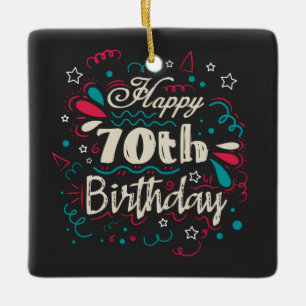 Decoratief 70e verjaardag keramisch ornament