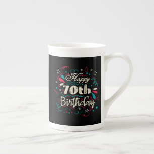 Decoratief 70e verjaardag porselein kop