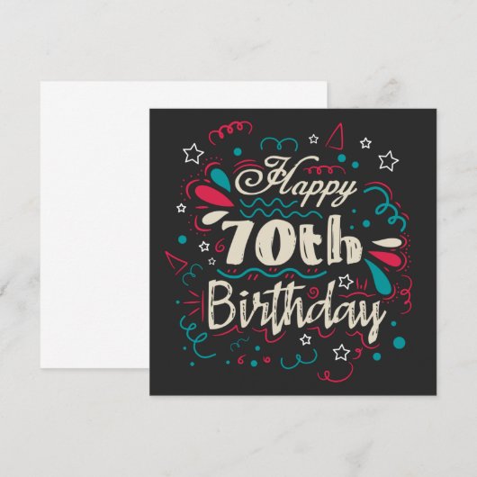 Decoratief 70e verjaardag save the date (Voorkant / Achterkant)