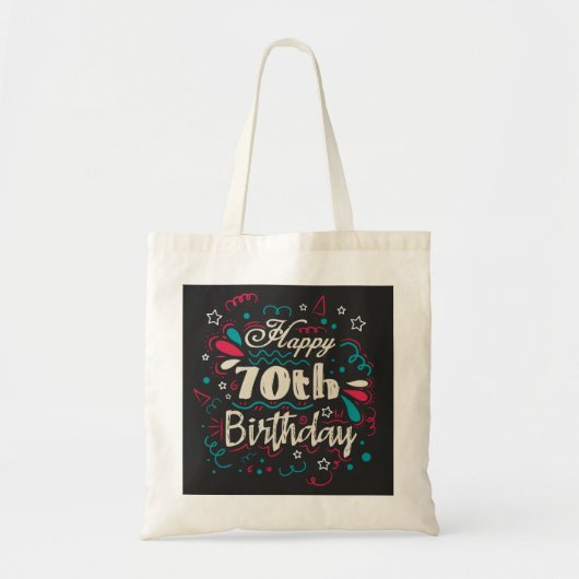 Decoratief 70e verjaardag tote bag (Voorkant)