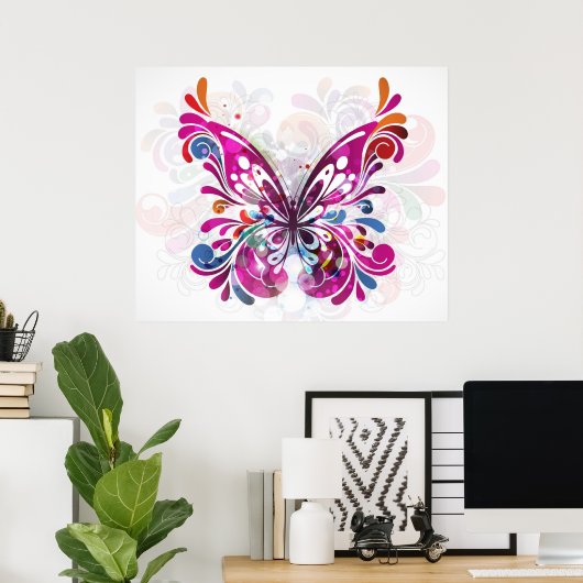 Decoratief abstract Butterfly Poster (Thuiskantoor)