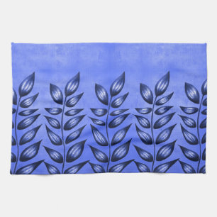Decoratief Abstract Plant Leest Artsy Blue Theedoek