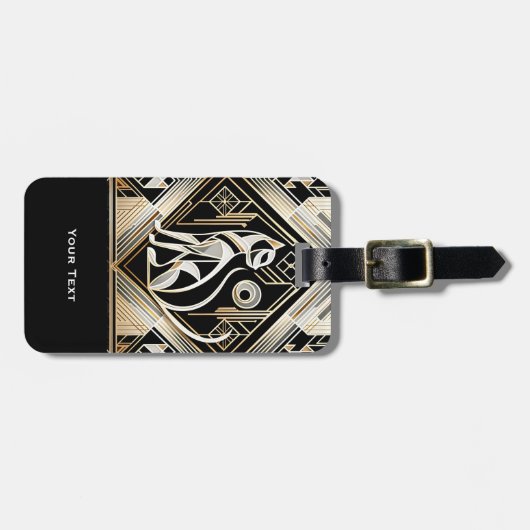 Decoratief Abstract Zwart Kat Bagagelabel (Voorkant horizontaal)
