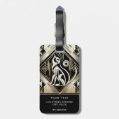 Decoratief Abstract Zwart Kat Bagagelabel (Achterkant verticaal)