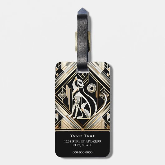 Decoratief Abstract Zwart Kat Bagagelabel (Achterkant verticaal)
