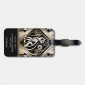 Decoratief Abstract Zwart Kat Bagagelabel (Achterkant horizontaal)