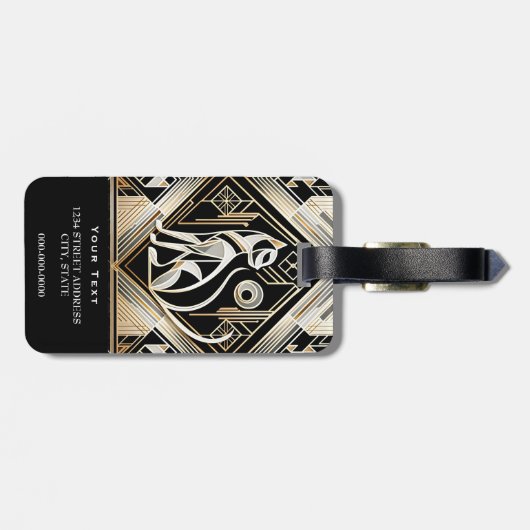 Decoratief Abstract Zwart Kat Bagagelabel (Achterkant horizontaal)