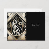 Decoratief Abstract Zwart Kat Briefkaart (Voorkant / Achterkant)