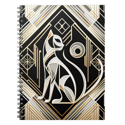 Decoratief Abstract Zwart Kat Notitieboek (Voorkant)