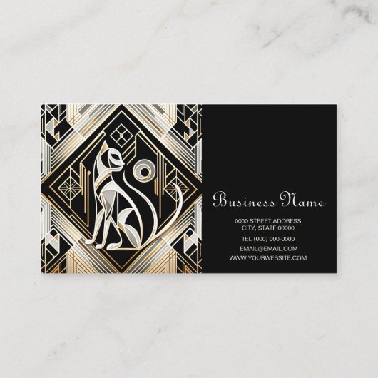 Decoratief Abstract Zwart Kat Visitekaartje (Achterkant)
