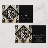 Decoratief Abstract Zwart Kat Visitekaartje (Voorkant / Achterkant)