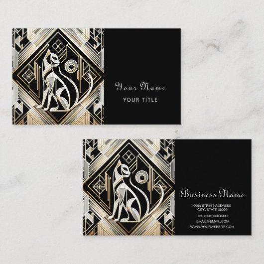Decoratief Abstract Zwart Kat Visitekaartje (Voorkant / Achterkant)