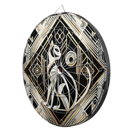 Decoratief Abstract zwart kattendartbord Dartbord (Voorkant Rechts)