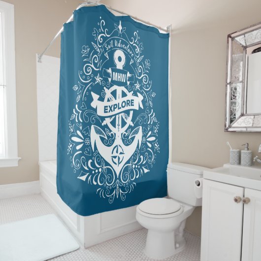 Decoratief Anker aangepaste monogram douchegordijn (In situ)