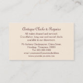 Decoratief antiek die de klok verkiest visitekaartje (Achterkant)